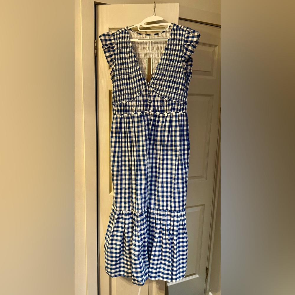 Anthropologie Blue and White Gingham Sundress